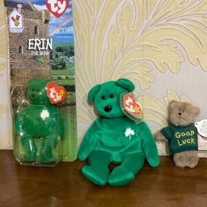 Beanie Baby ERIN. Mint with tags. Mini Erin and Charm mini Boyd’s Bear.